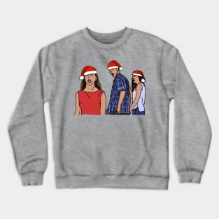 Christmas Distracted Boyfriend Meme Santa Hat Crewneck Sweatshirt